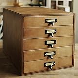 日本製 A4 木製 書類ケース５段 引き出し (ダークブラウン)