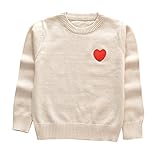 Karchi 子供服 ニットセーター 長袖 しっかり丸ネック 刺繍 暖かい色物 無地ハイクオリティー 女の子 男の子 秋冬 6色選べる 80 90 100 110 120 130 安値 秋 冬 (80