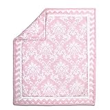 Pink and White Damask and Chevron Print Baby Crib Quilt by The Peanut Shell [並行輸入品]