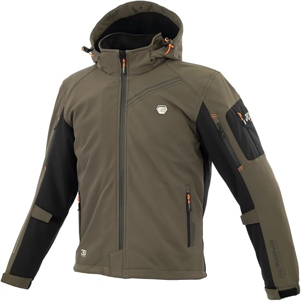 KOMINE JK-5795 Enigma G2 Soft Shell Parka for Autumn and Winter, Windproof, Warm, CE Standard Level 2, 3D Pattern, Olive 3XL - 1