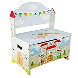 Fantasy Fields Knights and Dragon Wooden Storage Bench [並行輸入品]