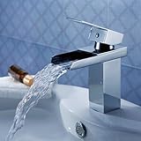 Hiendure Modern Single Handle Waterfall Lavatory Bathroom Sink Faucet Chrome Finish [並行輸入品]