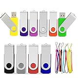 POWVAN 2GB USBメモリー ミックスカラー 回転式 10個 USB2.0 セット フラッシュメモリー USB フラッシュドライブ 360° 回転式 ストラップ付き 10色
