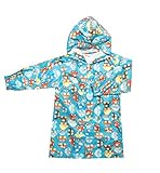 キッズ かわいい レインコート 収納ポーチ付 (ブルー, M)