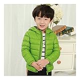 子供　キッズ　軽量　保温　ダウンジャケット　コート　男の子　女の子　フード付き　着心地良い　グリーン　130