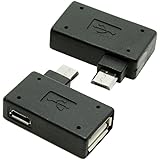 chenyang Micro USB OTGアダプター Micro USB - USB 2.0 90度角度変換アダプター USB電源付き 携帯電話/タブレット用 2個セット