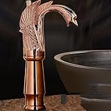 awxjx Washroomシンクミキサータップ銅ヨーロッパレトロスタイルホットとコールドゴールドSit Swan洗面台シングルハンドル1つ穴