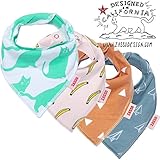 Zasso Baby Bandana Bibs - Burp Cloths Gift Set for Boy & Girl - Best for Drooling, Teething, and Fee