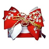 七五三 正絹刺繍結び帯 3サイズ6色/S(3歳用) 赤