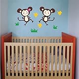 Pop Decors Removable Vinyl Art Wall Decals Mural, Monkey Brother and Monkey Sister by Pop Decors