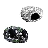 Lovoski ナチュラルアクアリウム装飾　ペブルロック　隠れ家　ログトンネル