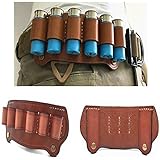 FIRECLUB タクティカルカウハイドレザーハンティングライフルマガジンポーチ6ショット12ゲージ弾薬バッグショットガンシェルホルダーカートリッジベルト