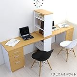 【予約販売6月下旬入荷予定】パソコンデスク ツインデスク セット ハイタイプ おしゃれ 収納 木製 書棚付きラック ３段チェスト ナチュラル&amp;ホワイト CPB027D-ANA/WH