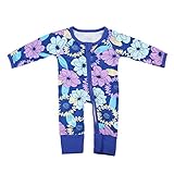 (ラランドリー) laraandlory ベビー服 カバーオール 秋冬 長袖 ロンパース 前開き 花柄 (70/0-6ヶ月, ブルー)