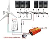 ECO-worthy 1400W キット:400W 風力発電機 & 6*150W 単結晶ソーラーパネル& 1.5KW インバーター