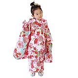 「【68】水色地に桜と鞠/被布：白」七五三 着物 3歳 被布着物7点セット