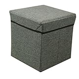 MyMei 収納スツール スクエアボックス　折りたたみ式　麻綿　おもちゃ箱 （グレー）