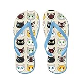 lplpol Cattitudeかわいい猫式パターンFlip Flops for Kids大人用ユニセックスビーチサンダルプールシューズパーティースリッパブラックピンクブルーベルトfor Chosen