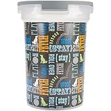 Paw Prints 15 Pound Plastic Pet Food Bin Wordplay Design Includes Measured Scoop 12.75 x 13.38 x 10.