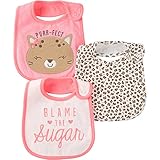Carter's (カーターズ) 耐水性 ベビースタイよだれかけ 3枚セット 女の子用 ボタンタイプ フリーサイズ (ピンク) Water Resistant Baby Bibs Child Of M