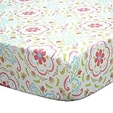Gia Multi-Colored Damask Cotton Baby Girl Crib Fitted Sheet by The Peanut Shell