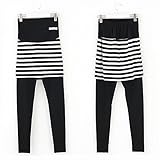 マタニティ ボーダー柄 3分丈 スカート レギンス マタニティウエア 韓国 マタニティ ウエア/Maternity Striped Skirt Leggings[海外直送品] (Black) [並行輸