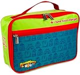 AllerMates AQUA with characters in bottom left corner "I Have Allergies" Lunch Bag PLUS Snack Bag [並