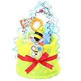 ご出産のお祝いにポップで楽しいオムツケーキ 《マイ リトル パル》 (ドット柄(ライムグリーン))