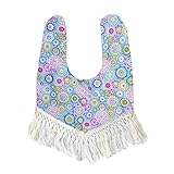 杜屋トヤ　ベビー用品　食事用スタイ　よだれかけ　ビブ　スナップ　タッセル　花柄　水波紋　水玉　雲　コットン　かわいい　柔らかい　出産祝い　プレゼント　保育園　80 x 70 cm (G)