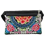 イエススポーツ　カラフル　民族風　牡丹　花柄　刺繍　ウエストバッグ　ジュエリーポーチ　小銭　小物入れ　収納
