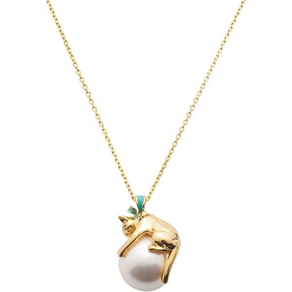 Amazon | [ヴァンドームブティック]パール 猫 ネックレス VBRP150755DW