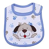 (スマイル ワキキ)Smile YKK 赤ちゃん用よだれかけ 防水スタイ 三層コットン ベビー 乳幼児 ベビービブ ベビースタイ 出産祝い 萌犬ライトブルー