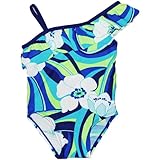 オールドネイビー(OLD NAVY)女の子用スカイブルーハイビスカス柄フリル付きワンショルダーワンピース水着 12-18months 12ヶ月-18ヶ月用　80cm-90cm 出産祝い,スイムウェア,