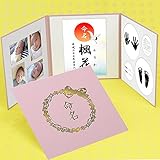 手形足形命名書　リボン柄 ピンク「命名」ゴールド箔　命名書台紙 【手形・足形・名前・写真】赤ちゃん命名書台紙　赤ちゃんの手形・足形・写真・お名前がすべて入る！命名台紙　命名紙　フォトアルバム　出産祝い