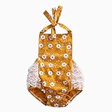 Tovadoo ベビー　ロンパース　ノースリーブ　菊柄　元気イエロー　コットンブレンド　可愛い　ファッション　爽やか　夏休み　海遊び　遊園地　リゾート　旅行　パーティー　結婚式　出産祝い　新生児　女の