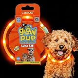 LaRoo 光る首輪 犬 【明るさUP 60%】犬 散歩 ライト USB充電式 小型犬 ペット用品 事故防止 サイズトリミング可能 超軽量19g 簡単着脱 おしゃれ (オレンジ 35cm)