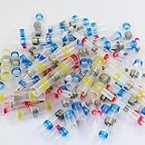 Bestgle 50 Pcs solder Seal Wire Connector Kit 4 Sizes Heat Shrink Butt Connectors Terminals Electric