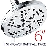 Aquadance 6-inch 6スプレー設定Rainfallプレミアム高圧シャワーヘッドの究極のシャワーSpa体験。Officially個別テストを満たすStrict Us品質&パフォーマンス標準