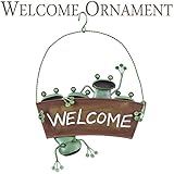 ガーデンオーナメント インテリア雑貨 壁飾り ブリキ製 カエル 蛙 かえる ハンキング WELCOME ウェルカム アイアン ドアプレート インテリア レトロ アンティーク おしゃれ お祝い 新築祝い