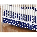 SheetWorld - Crib Skirt (28 x 52) - Primary Stars White On Navy Woven - Made In USA by sheetworld