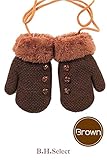 B.H. Select ベビー キッズ お出かけ用 手袋 あったか ボアつき 女の子 男の子 手首まであったか （ハンドタオルセット） (ブラウン（Sサイズ）) BH77-1