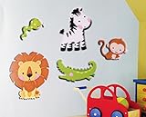 5ピースセットJungle Animals Foam 3d stick-on取り外し可能な壁装飾用( 4 " to 8 " Tall ) Lion Alligator Monkey Zebra & S