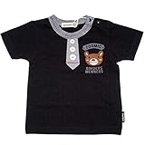 【本体綿100％】2017年 夏物 ZOOMIC ズーミック MONO 天竺 前立て アップリケ 半袖Ｔシャツ ブラック◇90cm