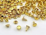 1「両8長」 100組入 両面カシメ 頭8mm 足8mm カシメ 8mm カシメセット 革細工金具 かしめ カシメ金具 レザークラフト 留め具 頭径8mm 足8mm(長),ゴールド
