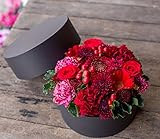 【 クール便 】 アレンジメントフラワー ギフト サプライズ BOX フラワー ラウンド型 ( レッド 系 ) 生花
