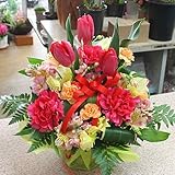 季節の花のフラワーアレンジメント おまかせ（ミックス系）お誕生日・お祝いギフトに【商品画像配信付】