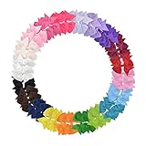 女の子の髪の毛、純粋な色のグログリンリボン、アリゲーターのヘアクリップ付き