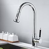 everso キッチン用水栓 シャワー キッチン蛇口 混合水栓 伸縮ノズル シングルレバー ハンドシャワー キッチン用混合栓シャワー 360°回転スイベルスパウト ホース付き