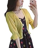 Heaven Days（ヘブンデイズ） カーディガン ニット ショート丈 Ｖネック レース編み 薄手 透け シンプル 五分袖 レディース 1708G0100