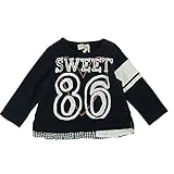 【H28年春物】 CHILD CHAMP(チャイルド チャンプ) ガーゼ裏毛裾フリルナンバートレーナー 120cm/BK NO.C-86161104